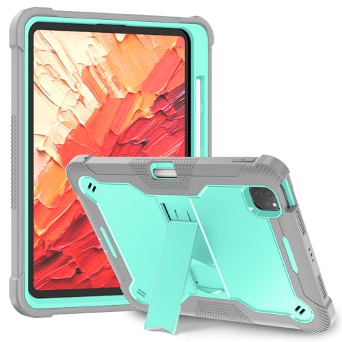YOUULAR - Tablet Case for Apple iPad Pro 11 2024 with Built-in Stand, Green/Gray