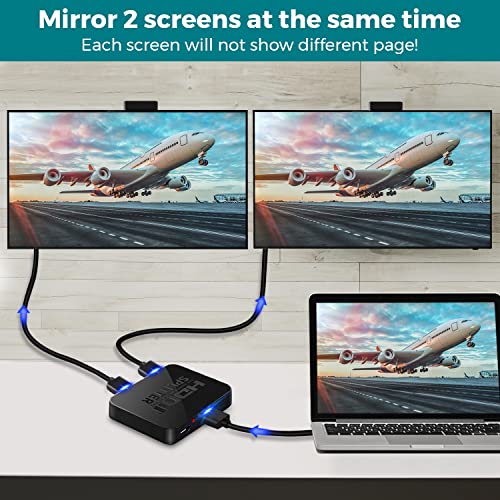 Global Tech - 4K HDMI Splitter 1 in 2 Out for Dual Monitors, Supports PS4, Xbox, Fire Stick