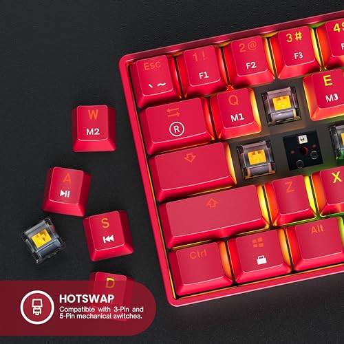 GamerTech - 61 Keys RGB Mechanical Gaming Keyboard with Programmable Backlit