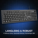 Rii - Slim USB Wired Keyboard for Mac/PC/Tablet, 105 Keys, QWERTZ Layout