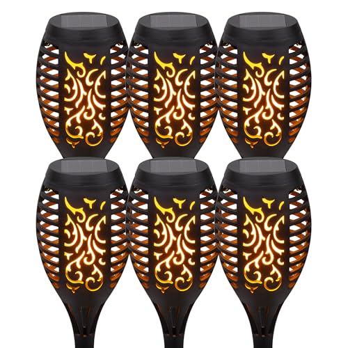 Alpine Corporation - 20" Tall Solar Powered LED Torch Light Stakes (Set of 6)