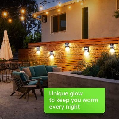 Whousewe - Solar Fence Lights Outdoor Waterproof Warm Light (Pack of 6)