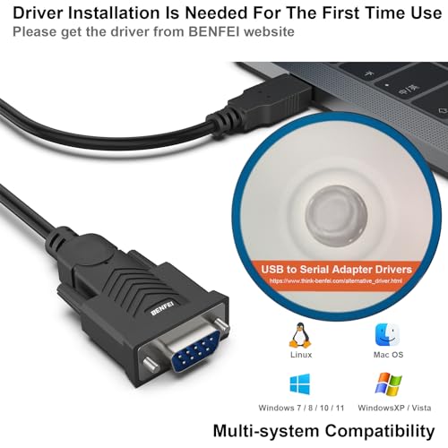 BENFEI - USB to RS-232 Serial Adapter Cable with Prolific Chipset, 1.8M