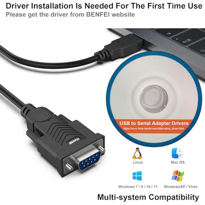 BENFEI - USB to RS-232 Serial Adapter Cable with Prolific Chipset, 1.8M