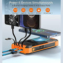 Generic - 36000mAh Solar Power Bank with 4 Cables, Wireless Charger & Flashlight