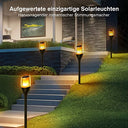 Hausbell - Pack of 4 Solar Garden Lights, Rustic Style, IP65 Waterproof, Realistic Flame Effect