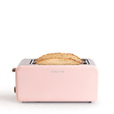CREATE Retro XL Toaster in pink with wide slots, crumb tray, and stainless steel finish