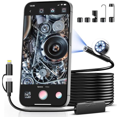 Endoscope - 1920P HD Endoscope Camera With 8 LED Lights, IP67, 32.8 ft