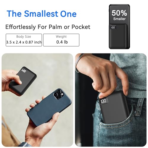 Jonkuu - Compact 10000mAh Power Bank, Dual USB, LCD Display, Quick Charge