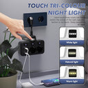 Bochlion - Power Strip with USB, 2 Outlets, Independent Switches & Night Light