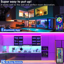 Keepsmile - 100ft Bluetooth LED Strip Lights with Music Sync & App Control