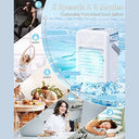 Fivangin - Mini Portable Air Cooler with 5 Wind Speeds, 7 LED Lights, 8H Timer