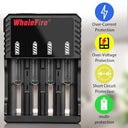 WholeFire - Universal Intelligent 18650 Battery Charger with LED Display, 4 Bays for Li-ion AA AAA