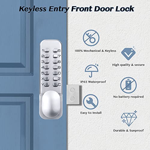 Cerradura - 100% Mechanical Keyless Front Door Lock With 14 Button Keypads