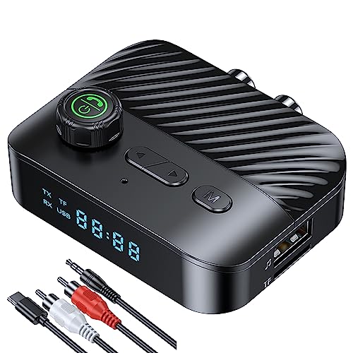 Mueuton Brand - Bluetooth Transmitter and Receiver with Updated TV, Speaker, Stereo System, Wireless Audio, TF Card Slot, Key Controls, High Quality Sound, Wide Range