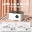 Vpcok - Ultrasonic Cleaner 600ml for Glasses & Jewellery, 43kHz, 5 Time Settings