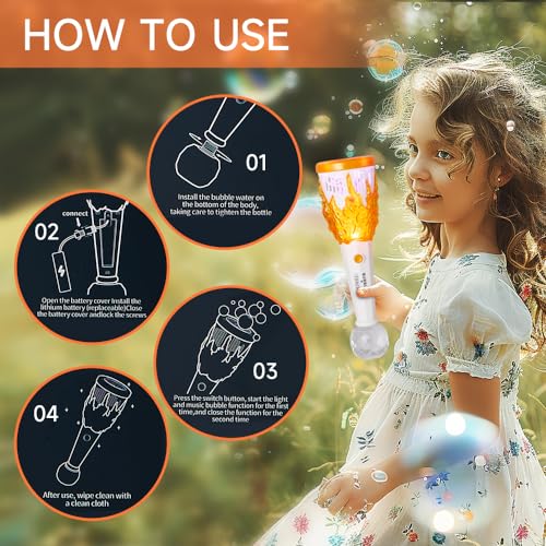 Antorcha - Automatic Bubble Machine With Light & Music For Kids, USB Rechargeable