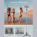 Selfie Stick - Tripod with Light, 45'' Extendable, Wireless Remote, Compatible with iPhone & Android
