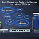 Sodola - 9 Port 2.5Gb Web Managed Switch, 8x2.5G Ports, 10G SFP+, Fanless