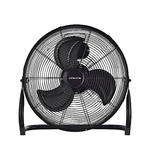 Experience powerful, quiet airflow with the CREATE 16" Industrial Floor Fan. Features 3 speeds, modern design, lightweight build, and non-slip feet for stable operation. Ideal for home or office use.