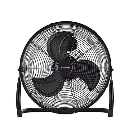 Experience powerful, quiet airflow with the CREATE 16" Industrial Floor Fan. Features 3 speeds, modern design, lightweight build, and non-slip feet for stable operation. Ideal for home or office use.