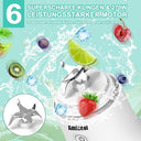 Amicool - Portable Mini Blender with Travel Lid and 6 Stainless Steel Blades