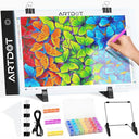 Discover the Artdot A4 Light Pad, perfect for diamond painting. USB powered, adjustable brightness, and includes a detachable stand. Ideal for artists!
