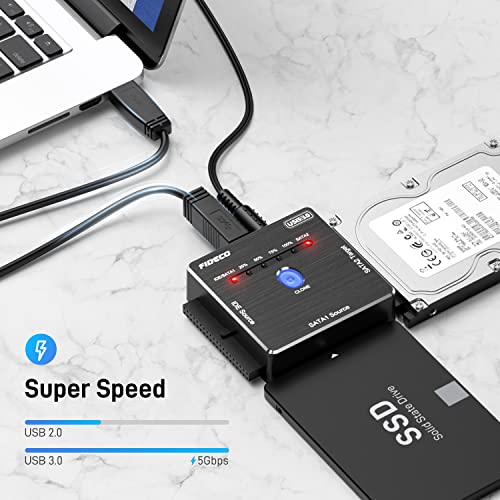 FIDECO - SATA/IDE to USB 3.0 Adapter for 2.5/3.5 inch HDD/SSD, DVD-ROM/CD-ROM/CD-RW, Clone Compatible