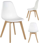 Homewell Scandinavian Faux Leather Dining Chairs with Wood Legs (Set of 4, White)