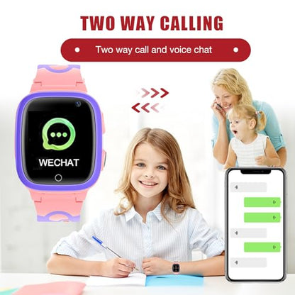 AMZ - Kids Smart Watch with LBS, SOS, Camera & Voice Chat for Ages 3-12, Pink