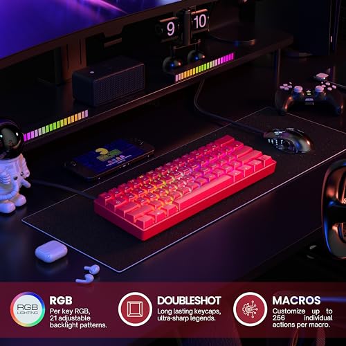 GamerTech - 61 Keys RGB Mechanical Gaming Keyboard with Programmable Backlit