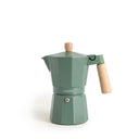 CREATE THERA MOKA RETRO Italian Coffee Maker in Sage Green color, featuring a retro design and aluminum construction