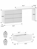 Feetice 6 Drawer L-Shaped Vanity Desk Combo