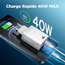 Aioneus - 40W Fast USB Charger with 4 Ports, QC3.0 for iPhone & Samsung