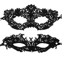 Elegant Black Lace Masquerade Masks for Women - 2-Piece Set