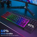 TECURS 60% Mechanical Gaming Keyboard in black with red switches and LED backlight