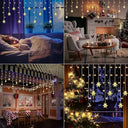 Loyyz - 94 LED Snowflake Fairy Lights, 8 Modes, Timer, Indoor/Outdoor Decor