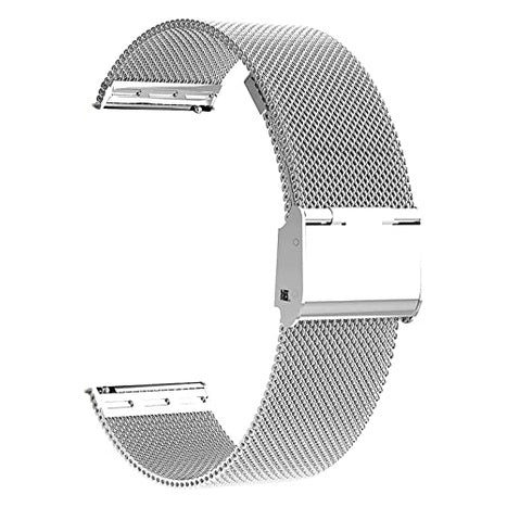 Milanes - 20mm 22mm Milanese Band for Active 2 & 3 Watch Silver