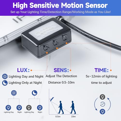 YIQIBRO - LED Motion Sensor Spotlight 100W 10000LM IP67 Waterproof 2 Pack