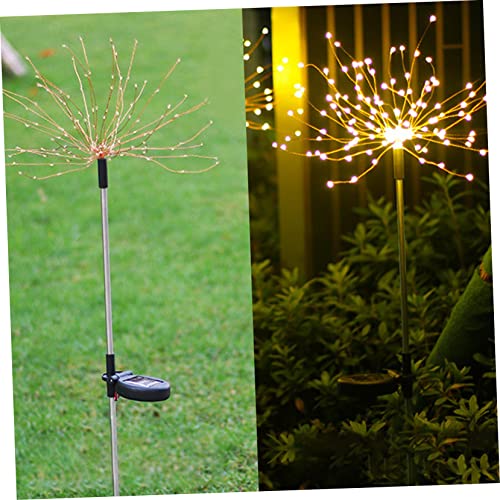 LIOOBO 2pcs Solar Fireworks Lights - LED Outdoor Garden Stake Lights, Decorative Lawn Lamps Powered by Solar Energy for Garden Decoration