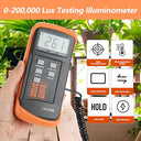 Walfront - Digital Lux Meter LX1330B with LCD Display, 0-200,000 Lux Range