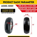 Maxxhaul 10" Flat Free Tire For Garden Carts & Hand Trucks - Puncture Resistant