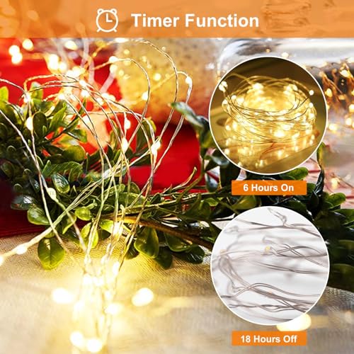 Litogo - Battery Powered Timer Fairy Lights With Remote - 6 Packs, Warm White