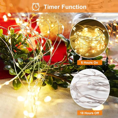 Litogo - Battery Powered Timer Fairy Lights With Remote - 6 Packs, Warm White
