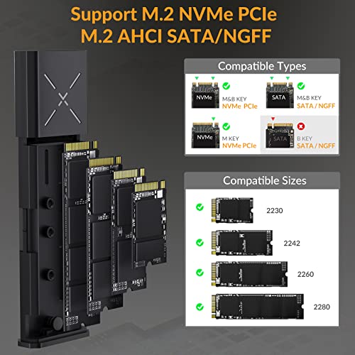 iDsonix - M.2 NVMe & SATA SSD Enclosure Adapter, Tool-Free, USB 3.2 Gen 2