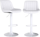 Youhauchair Swivel Bar Stools Set of 2 - White PU Leather