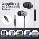 Hoistac - Pack of 2 Wired Earbuds with Microphone, Extra Bass, Memory Foam, Custom Fit