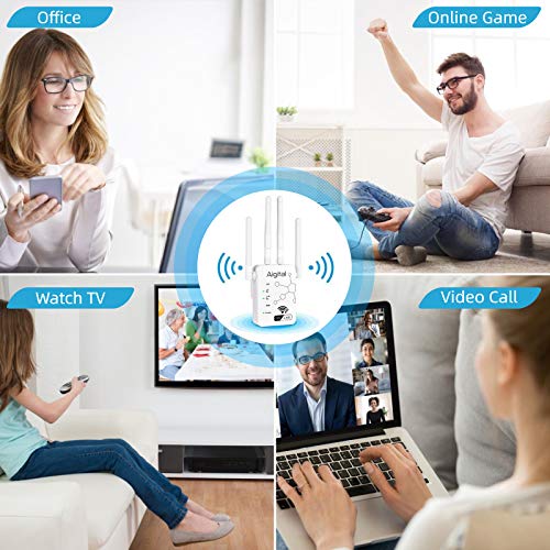 Aigital - 1200Mbps WiFi Extender Dual Band Signal Booster with 4 Antennas