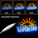 WLHOPE - Wake in Bake Neon Sign, USB Powered, Colorful LED Wall Decor