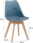HJhomeheart Modern Blue Dining Chairs Set of 4 with Removable Cushions